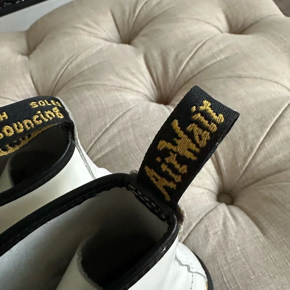 Dr. Martens White and Black Leather Boots
